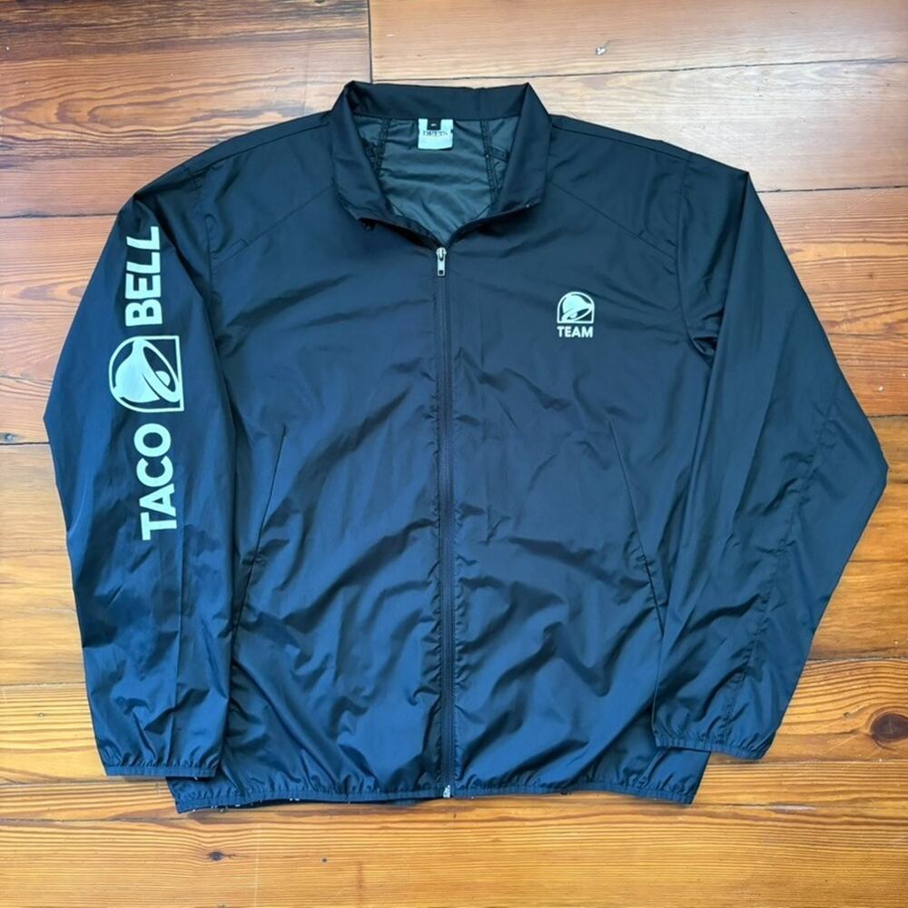 Taco Bell Windbreaker Jacket Men's Size XL Delta Black Full Zip Employee Uniform